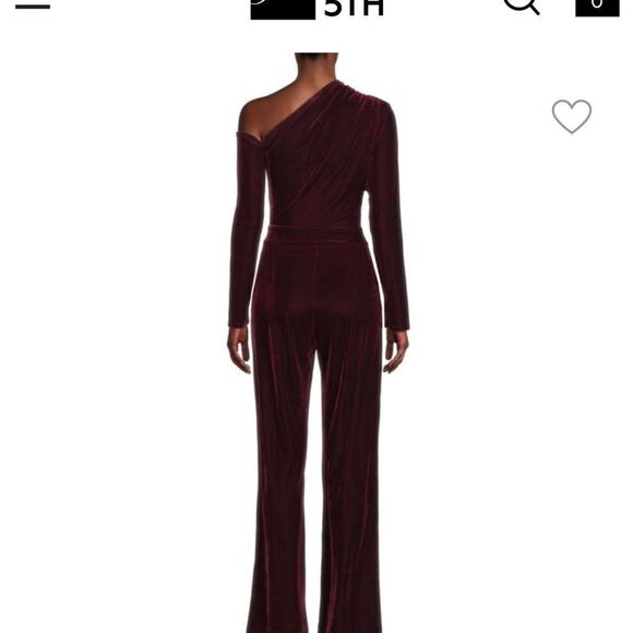 Reiss Ella Red One Shoulder Velvet Jumpsuit | Size 8 - Picture 3 of 8